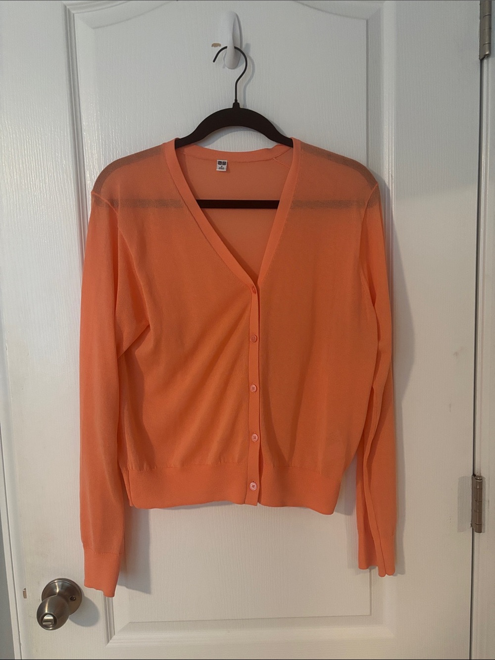 Uniqlo Bright Orange V-Neck Button-Front Cardigan